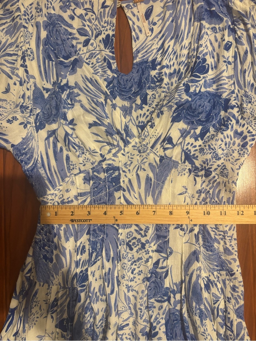 Free People Forever Always Dress Coquette White Blue Floral Midi Dress Womens 4 - Picture 6 of 9